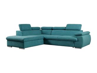 VENTE-UNIQUE.COM Sof&aacute; rinconera tela azul turquesa