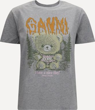 Ganni Teddy Forest cotton T-shirt Female XS