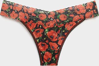 Hanky Panky Womens Printed stretch lace thong Nylon