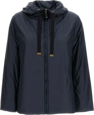 Max Mara Rechte Capuchon Jas - Dames - Winterjassen - Blauw - S - Leer - Jassen