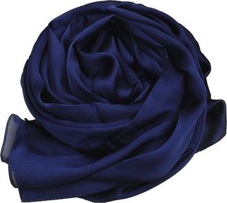 World of Shawls Elegant Large SILK SATIN Shawl/Scarf/Wrap/Throw Wedding, Bridal, Bridesmaid, Cover Up (Navy)