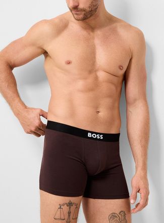 BOSS Mens 5 white-logo solid boxer brief Cotton