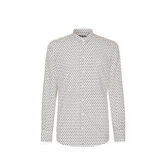 Dolce & Gabbana White Cotton Pattern Mens Shirt