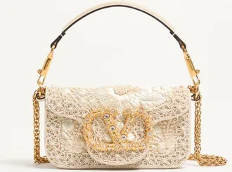 Valentino Garavani Valentino Garavani Loc&ograve; Small Embroidered Shoulder Bag With Jewel Logo Wo
