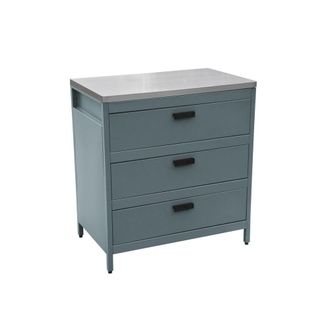 Sweeek M&oacute;dulo cocina exterior de acero 3 cajones, 80cm, azul gris