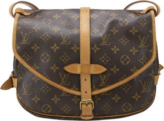 Louis Vuitton Brown Monogram Coated Canvas & Vachetta Leather Saumur 30 (Authentic Pre-Loved)