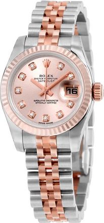 Rolex Pre-owned Rolex Lady-Datejust Diamond Rose With 10 Diamonds Dial Ladies Watch 179171RDJ