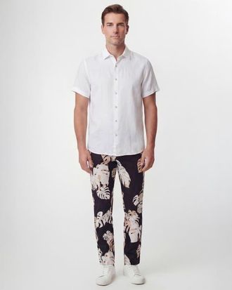 Lords of Harlech Monstera Floral Mens Tailored Pant in Monstera Floral Smoke at Nordstrom, Size 33 X 34