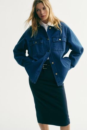 H&M Corduroy-collar Denim Jacket in Denim Blue at Nordstrom, Size Xx-Large