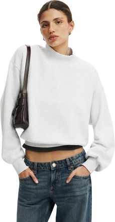 Cotton On Womens Mock Neck Sweatshirt in Light Grey Marle at Nordstrom, Size X-Large