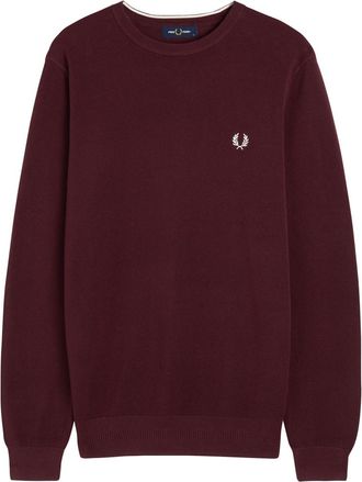 Fred Perry Logo-embroidered Piqué Cotton Sweatshirt - Maroon - XL