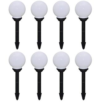 Berkfield Home Outdoor Pathway Lamps 8 pcs LED 15 cm with Ground Spike in White