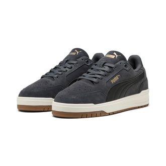 Puma Sneaker PUMA SHUFFLE DOWNTOWN SD, Damen, Gr. 44,5, schwarz (dusky gray, puma schwarz, puma gold), Leder, Schuhe Sneaker