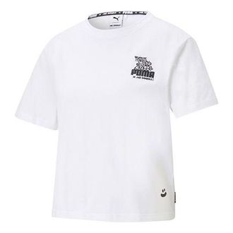 Puma (WMNS) PUMA X Mr Doodle Printing Short Sleeve White 598654-02