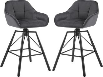 Woltu Woltu - 2x Taburetes De Bar De Terciopelo Y Cuero Patas De Metal Con Reposabrazos Y Respaldo Taburetes De Cocina Giratorios Para Desayuno Silla Nueva 