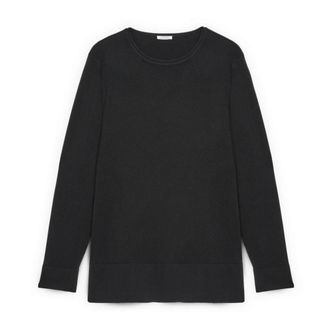 Fiorella Rubino Trui met ronde hals van viscosemix - Dames - Sweatshirts - Zwart - XL - Nylon - Hoodies & sweatvesten
