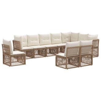 vidaXL Conjunto De Sof&aacute;s De Jard&iacute;n 10 Pcs Beige Rat&aacute;n Sint&eacute;tico Vidaxl