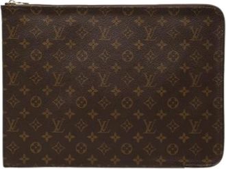 Louis Vuitton Pre-owned Monogram Canvas Clutch - Dames - Vintage Clutch - Bruin - ONE Size - Leer - Vintage