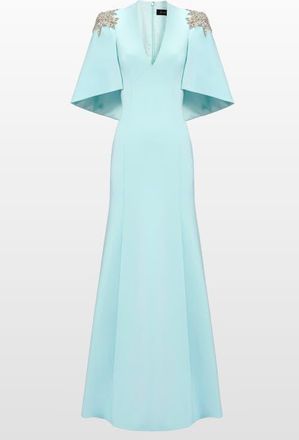 Jenny Packham Star Shower Rhinestone-Embellished Maxi Dress in Crystal Aqua at Nordstrom, Size 8 Uk