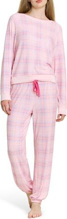Honeydew Intimates Star Seeker Brushed Jersey Pajamas in Budding Plaid at Nordstrom, Size X-Large