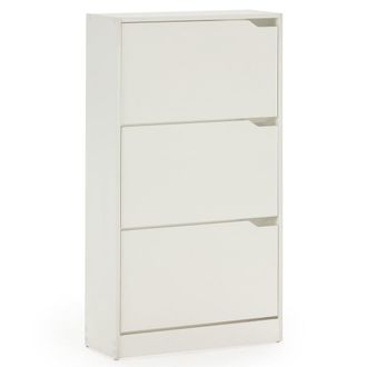HOMN Mueble zapatero 3 puertas color blanco, para 18 pares