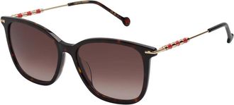 Carolina Herrera Vierkante zonnebril met acetaat montuur - Dames - Zonnebrillen - Bruin - ONE Size - Leer - Accessoires