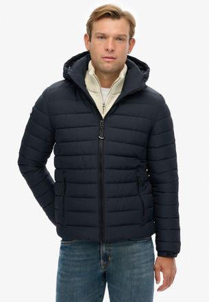 Superdry Steppjacke SUPERDRY HOODED FUJI PADDED JACKET, Herren, Gr. S, eclipse navy, Web, Obermaterial: 100% Polyester, unifarben, slim fit, Jacken Steppjacke