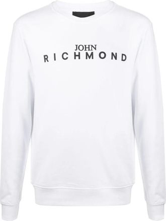 John Richmond Stijlvol Trainingsshirt - Heren - Sweatshirts - Wit - 2XL - Katoen - Hoodies & sweatvesten