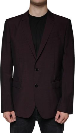 Dolce & Gabbana Mens Bordeaux Wool Single Breasted Dress Blazer Polyester Elastane