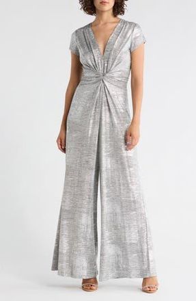 Vince Camuto Twist Front Foil Jumpsuit in Silver at Nordstrom Rack, Size Medium
