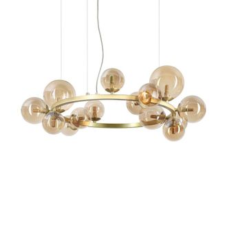 Netlighting Perlage 14 Light Globe Pendant Ceiling Light Brass in Yellow