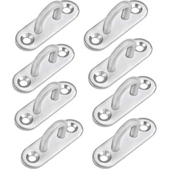 OEM Placa De Ojal De Acero Inoxidable M5 (8 Unidades) - Gancho Met&aacute;lico Oblongo En Forma De U Para Montaje En Pared Y Techo (45 X 15 Mm) - Gancho De Fijac