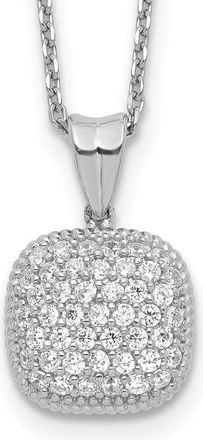 Diamond2Deal Sterling Silver 49 Stone Square Cubic Zirconia Necklace 16 with 2 inch Ext