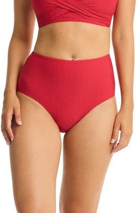 Sea Level Australia Honeycomb High Waist Bikini Bottoms in Red at Nordstrom Rack, Size 10 Us / 14 Au