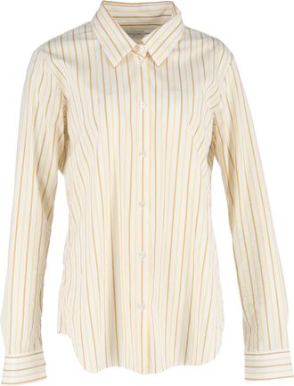 Dries Van Noten Striped Button-Down Shirt in Yellow Cotton