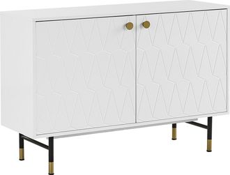 Beliani Beliani - Aparador Blanco Negro Blanco 120 X 40 Cm Mdf 2 Puertas Sala De Estar Adante