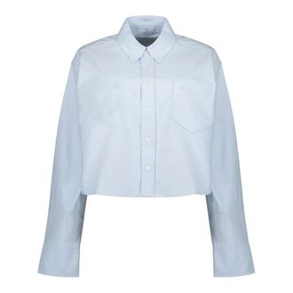 Ami Ami de Coeur Cropped Shirt - female - Ami Paris - Shirts - Blue - S - Blouses & Shirts