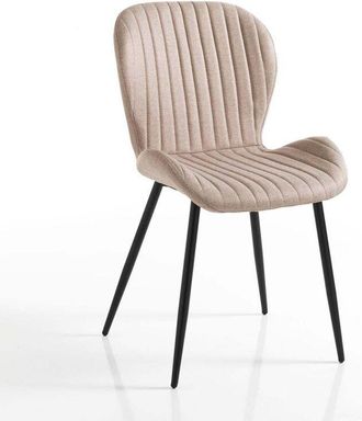 Oresteluchetta Juego De 4 Sillas De Comedor En Tejido Acolchado Y Metal Arles - Marr&oacute;n