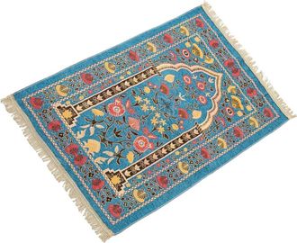 OEM Alfombra De Oraci&oacute;n Musulmana Con Borlas, 70x110 Cm, Azul Lago