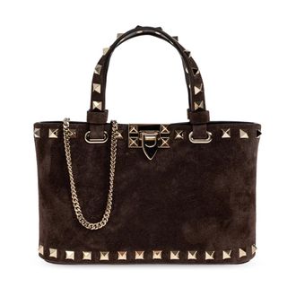 Valentino Garavani Su&egrave;de Tas Met Studs - Dames - Handtassen - Bruin - ONE Size - Su&egrave;de - Tassen