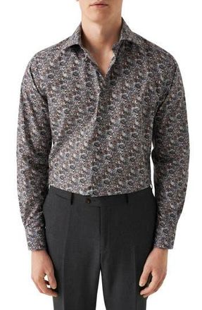 Eton Contemporary Fit Floral Paisley Shirt in Black at Nordstrom Rack, Size 18