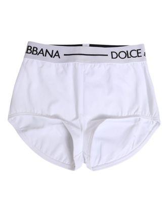 Dolce & Gabbana White Nylon Logo Waistband Shorts Womens Underwear