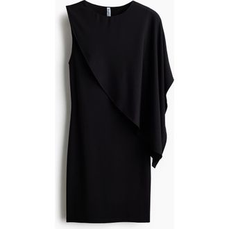 H&M Cape-detail Mini Dress in Black at Nordstrom, Size Xx-Large