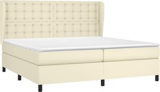 vidaXL Cama Box Spring Con Colch&oacute;n Cuero Sint&eacute;tico Crema 200x200 Cm Vidaxl