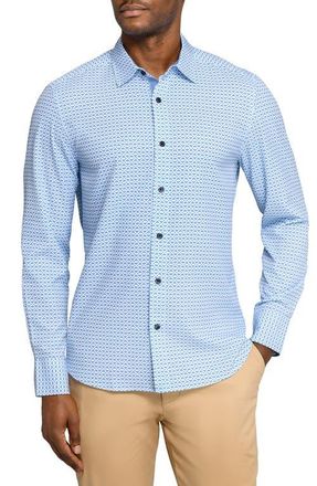 ConStruct Square Geo Woven Long Sleeve Basic in White/blue at Nordstrom, Size Xx-Large