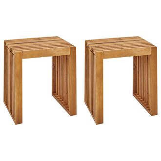 Beliani Beliani - Conjunto De 2 Taburetes Modernos R&uacute;stico Sillas Jard&iacute;n De Madera De Acacia Clara Bellano