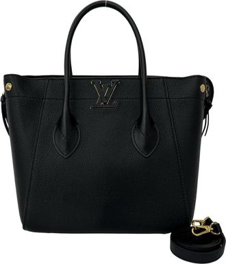 Louis Vuitton Black Leather Handbag Shoulder Bag Tote Bag (Pre-Owned)