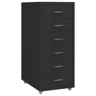 vidaXL Armario Archivador M&oacute;vil Metal Negro 28x41x69 Cm Vidaxl