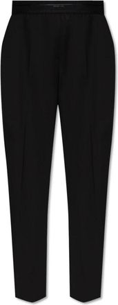 Helmut Lang Broek met elastische tailleband - Dames - Wijde Broeken - Zwart - 3XS - Wol - Broeken