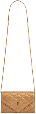 Saint Laurent Paris Metallic Leather Chain Wallet in Cool Bronze at Nordstrom